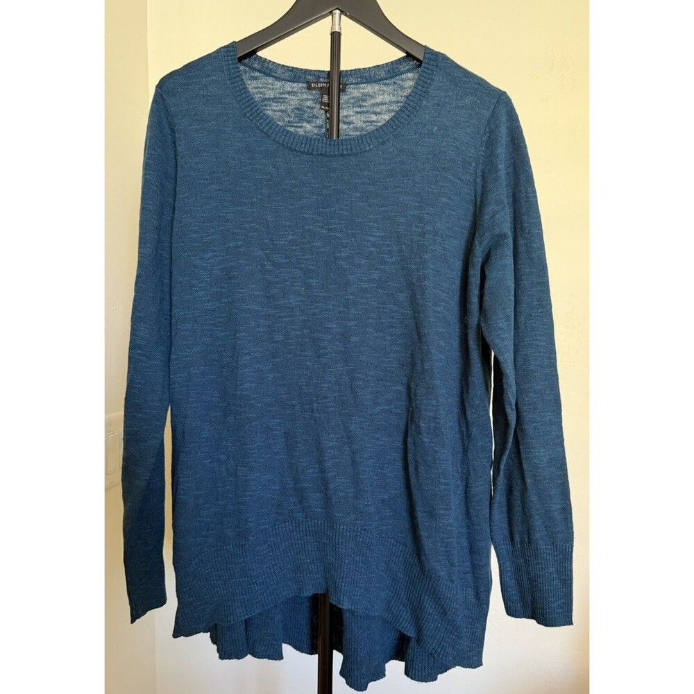 Eileen Fisher Women’s XL Blue Organic Linen Cotton Knit Pullover